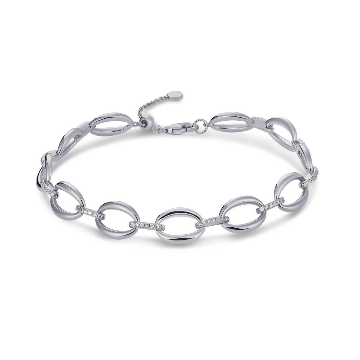 Silver/Cz Classic Oval Link Bracelet