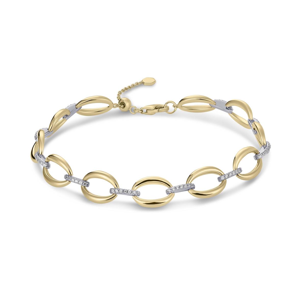 Gisser Classic Oval link Gold/Cz Bracelet