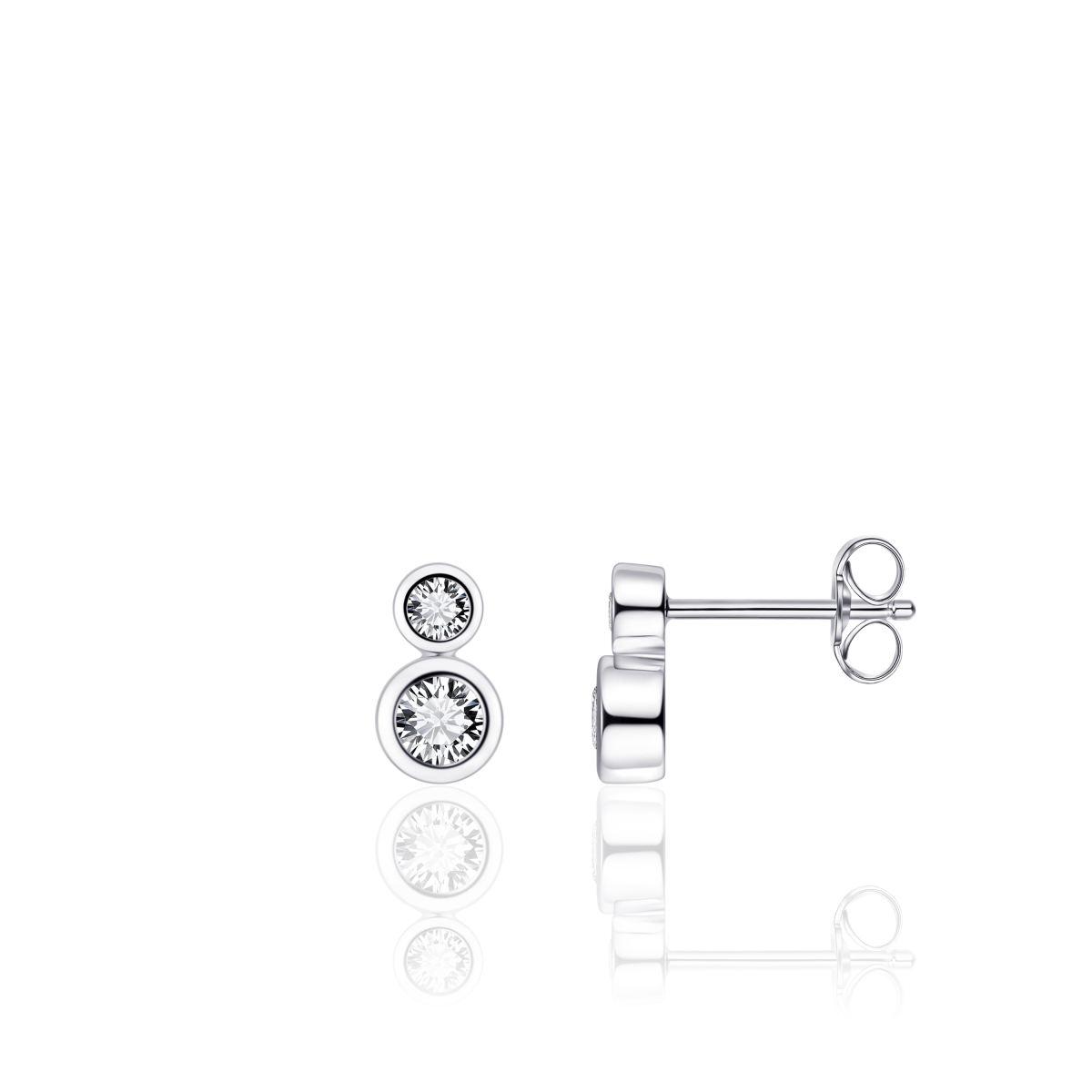 Gisser Silver & Cz Stud Earrings