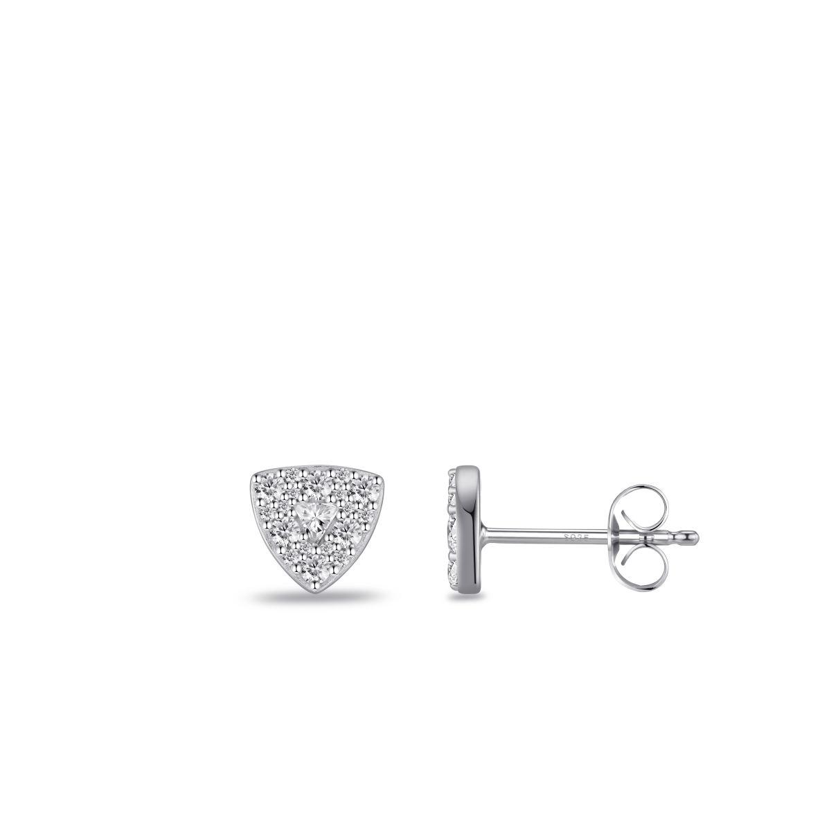 Gisser Silver Cz Triangle Stud Earrings