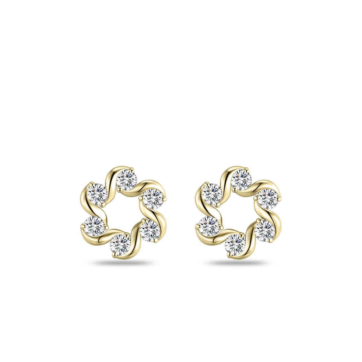 Gisser Golden CZ Circle Stud Earrings