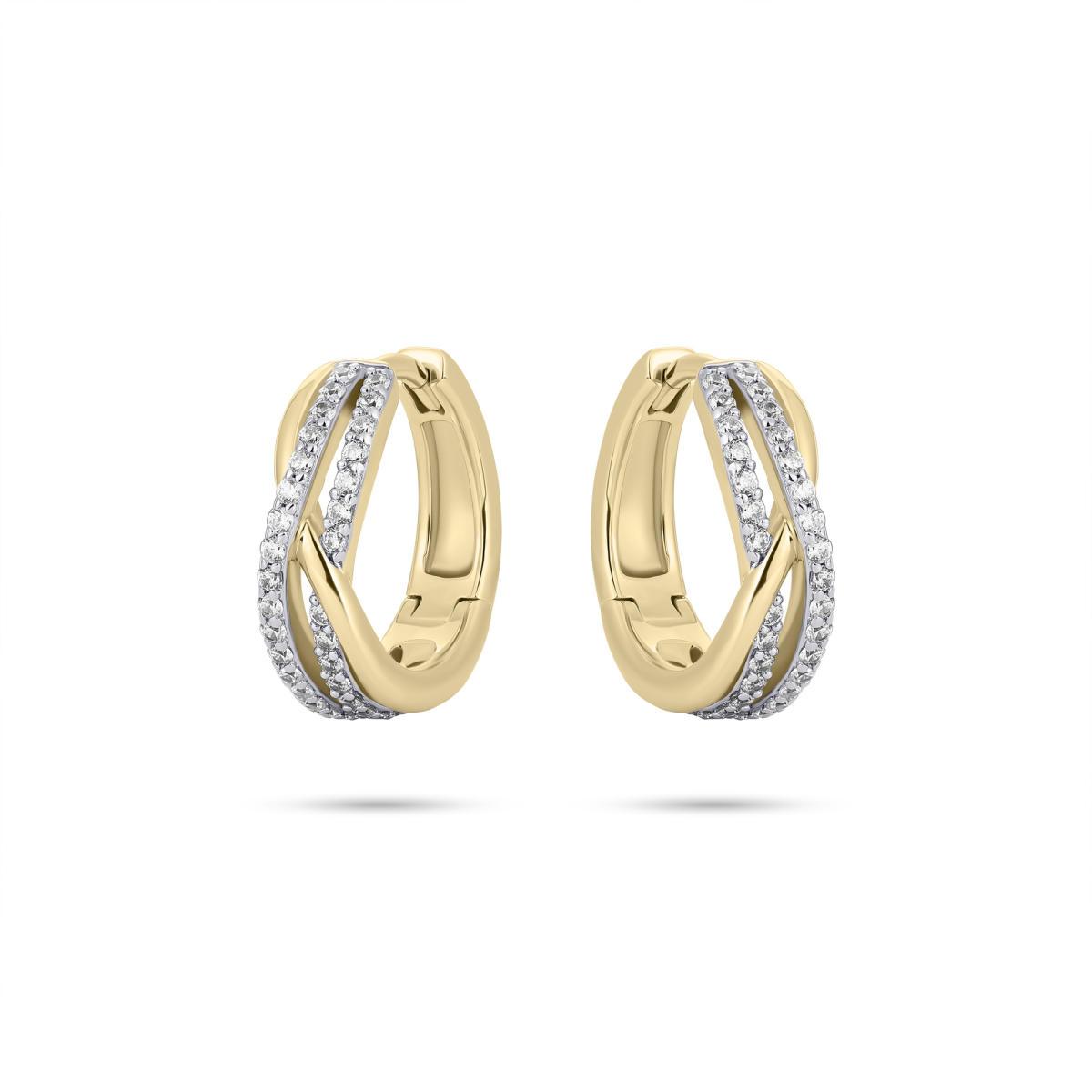 Gold Cz Pave Crossover Hoops