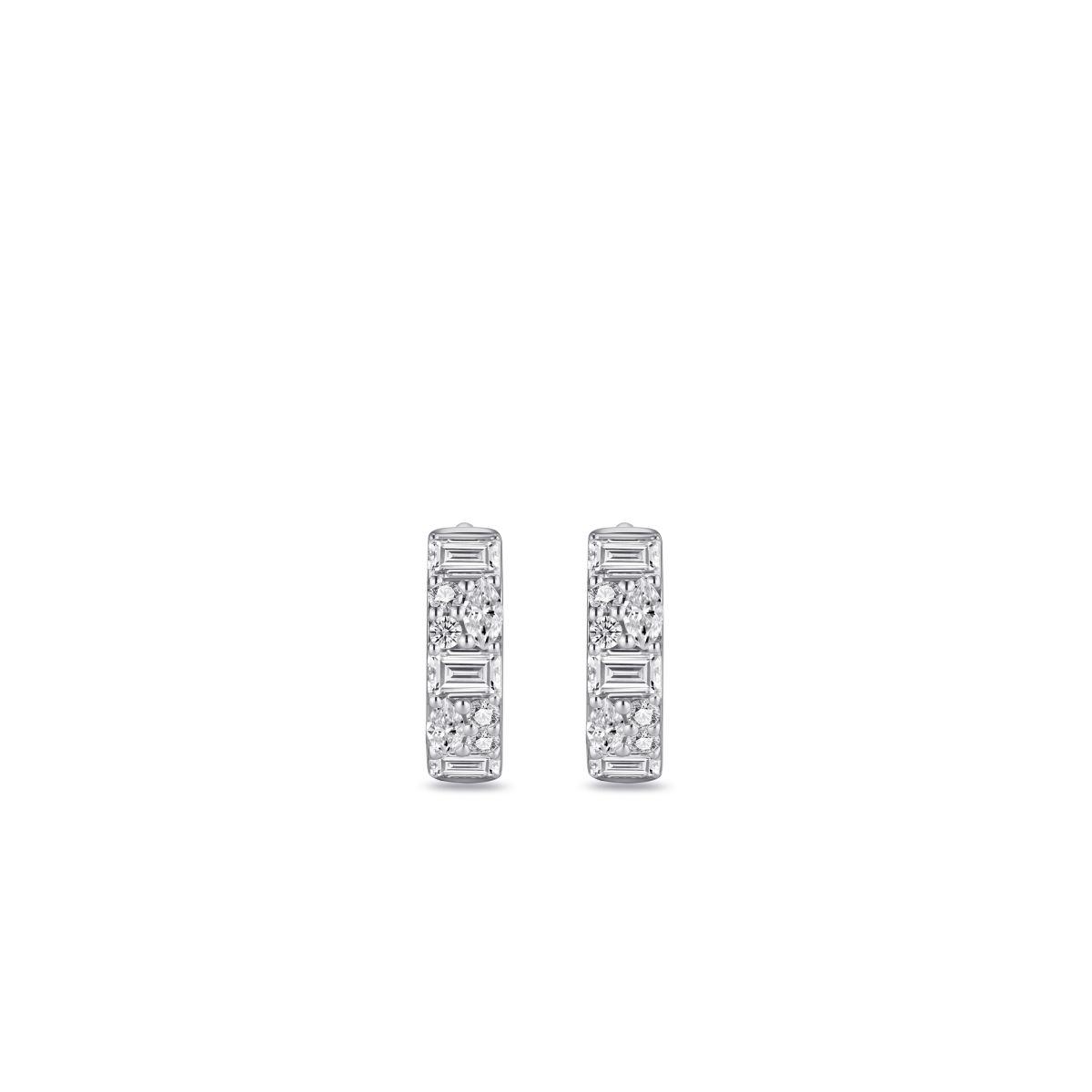 Gisser Silver Cz 12mm Hoop Earring