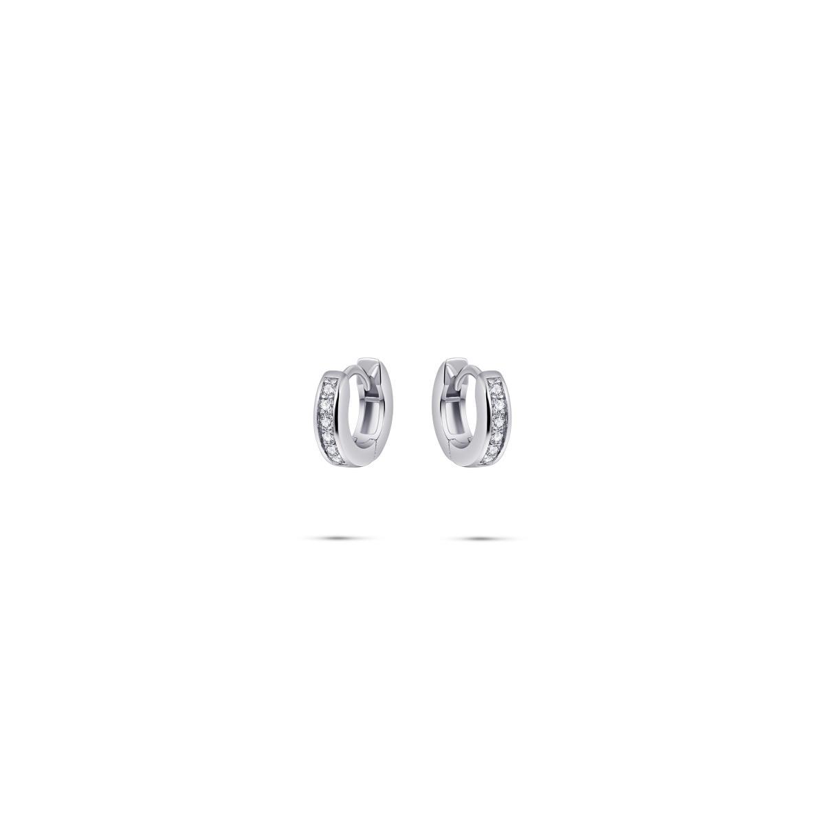 Gisser Silver Cz Pave Set Hoops