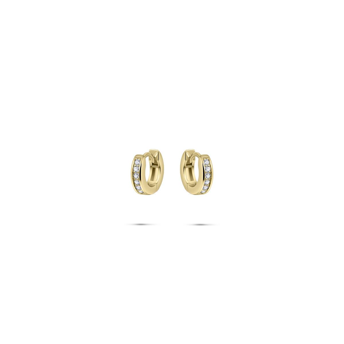 Gisser Gold Cz Pave Set Hoops