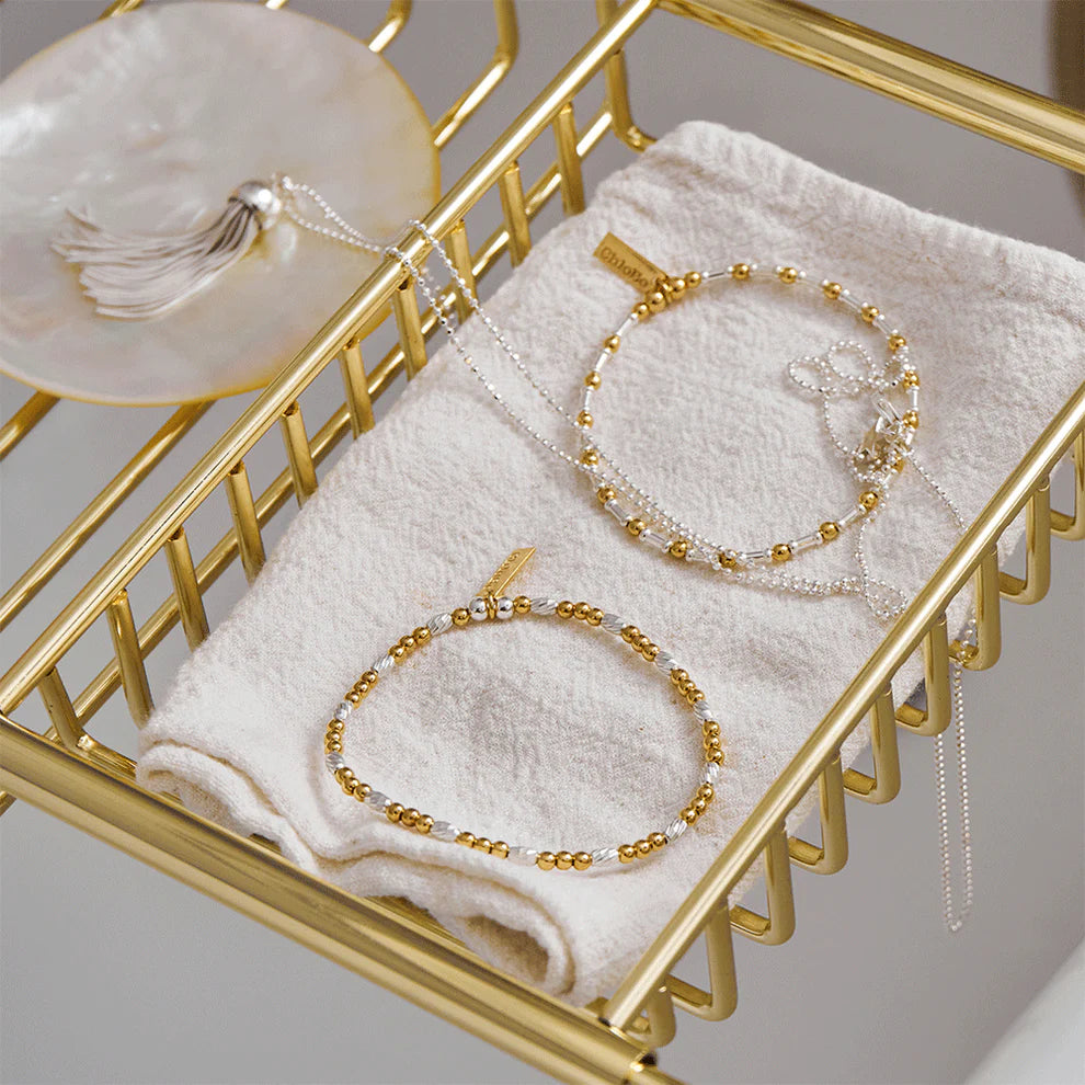 Mixed Metal Dainty Sparkle Bracelet