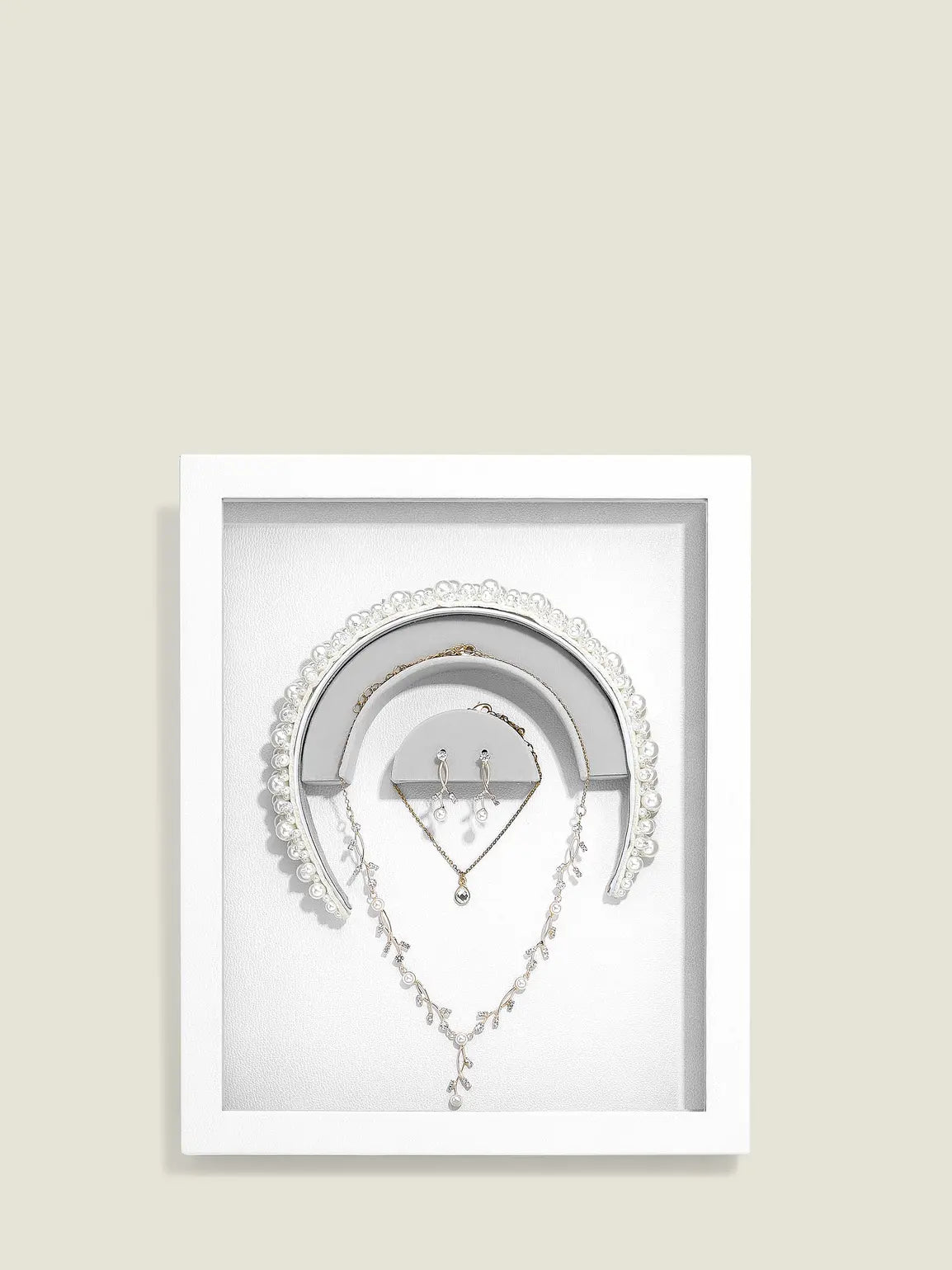 White Jewellery Glass Display Frame