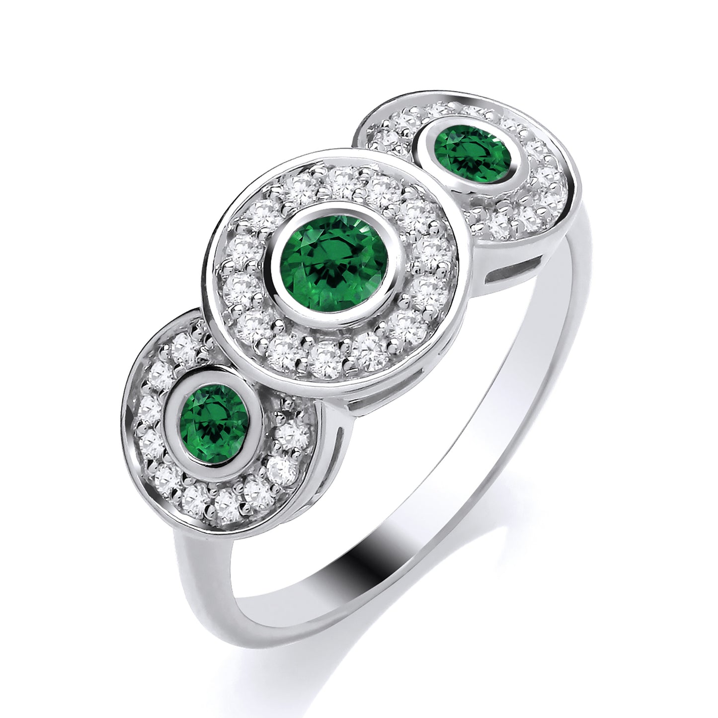 Diamond and colour stone halo ring