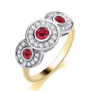 Diamond and colour stone halo ring