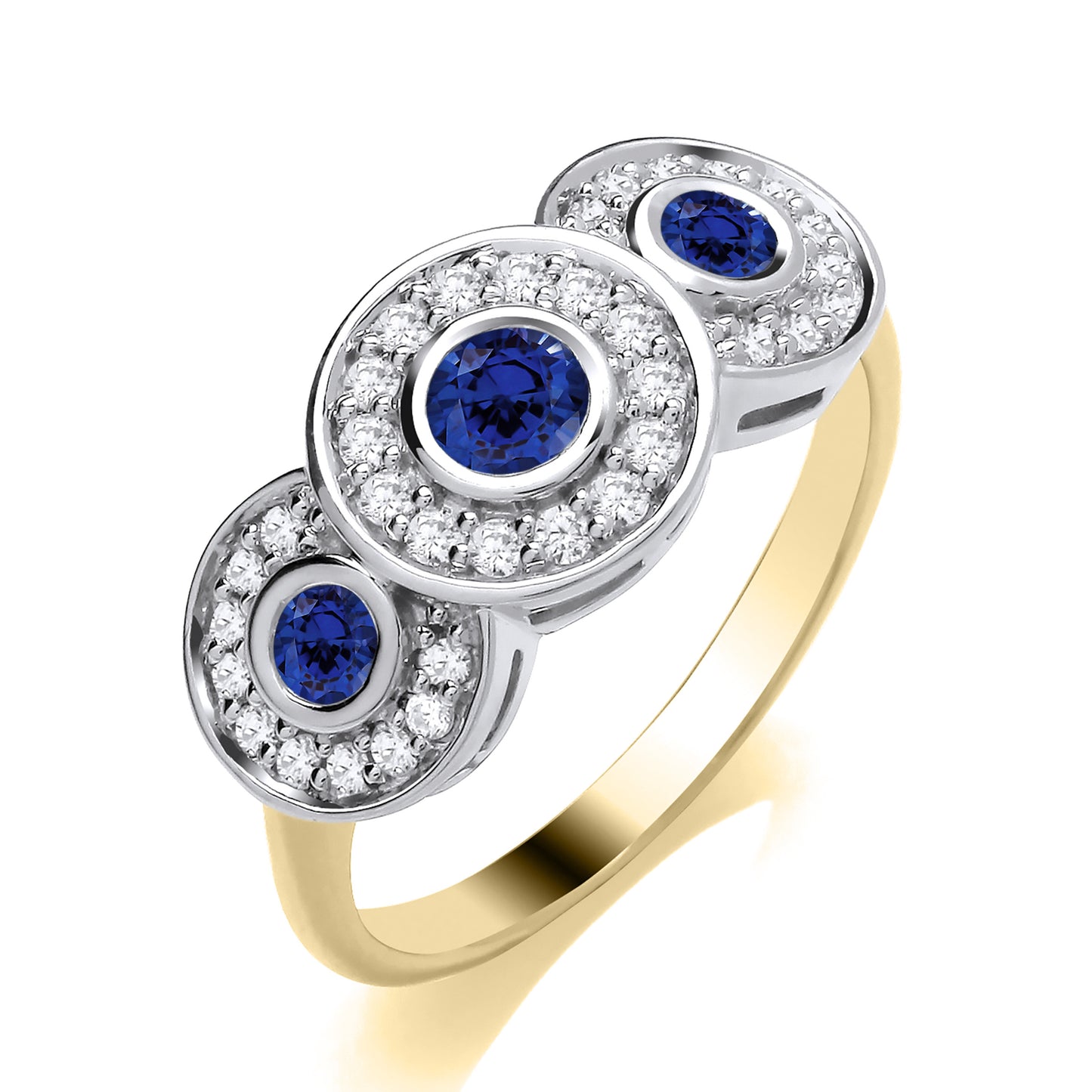Diamond and colour stone halo ring