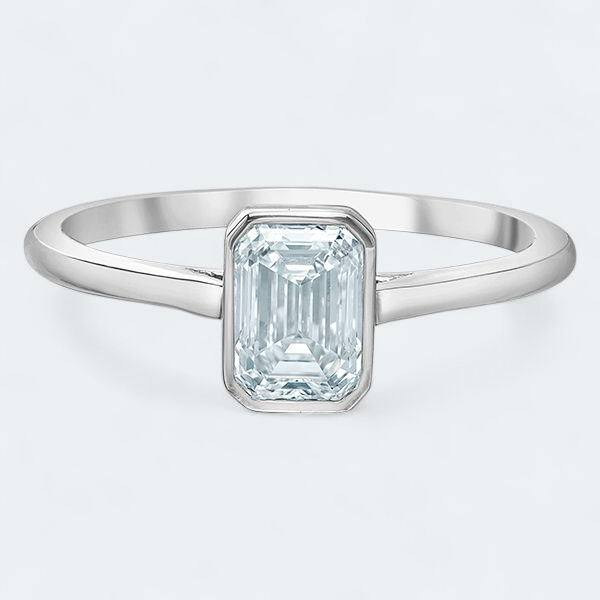 Emerald Cut Bezel Set Diamond Ring