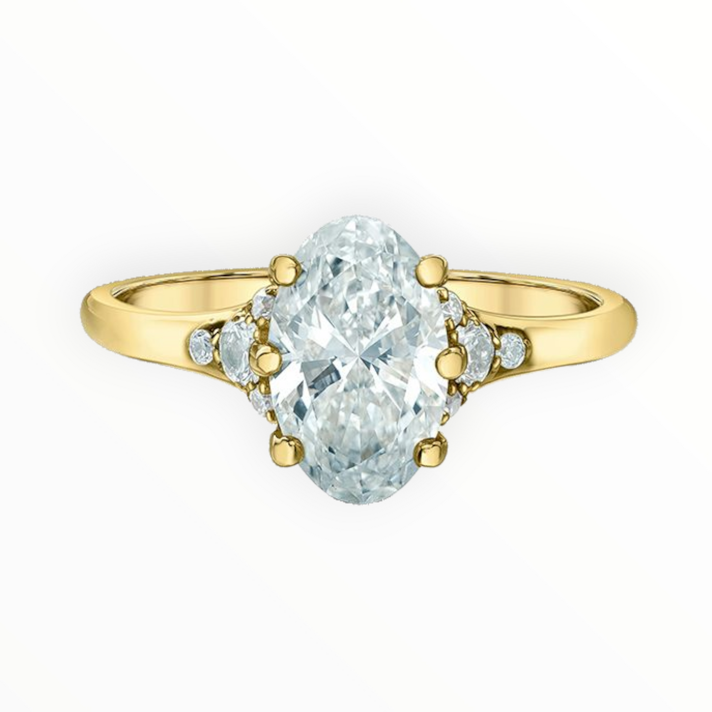 Oval Diamond Ring With Diamond Set Shoulders