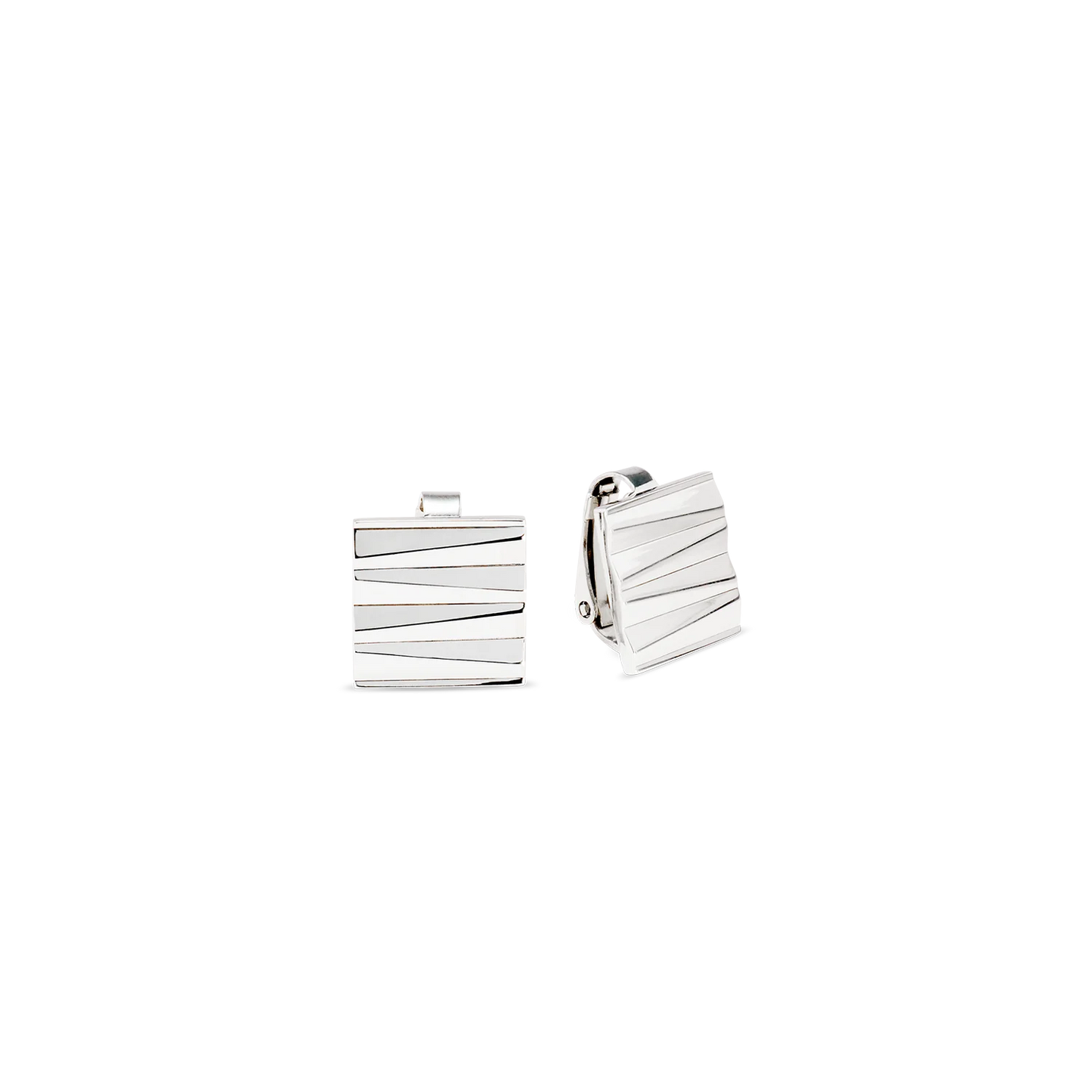 Clip on Earrings - Square Wave Silver