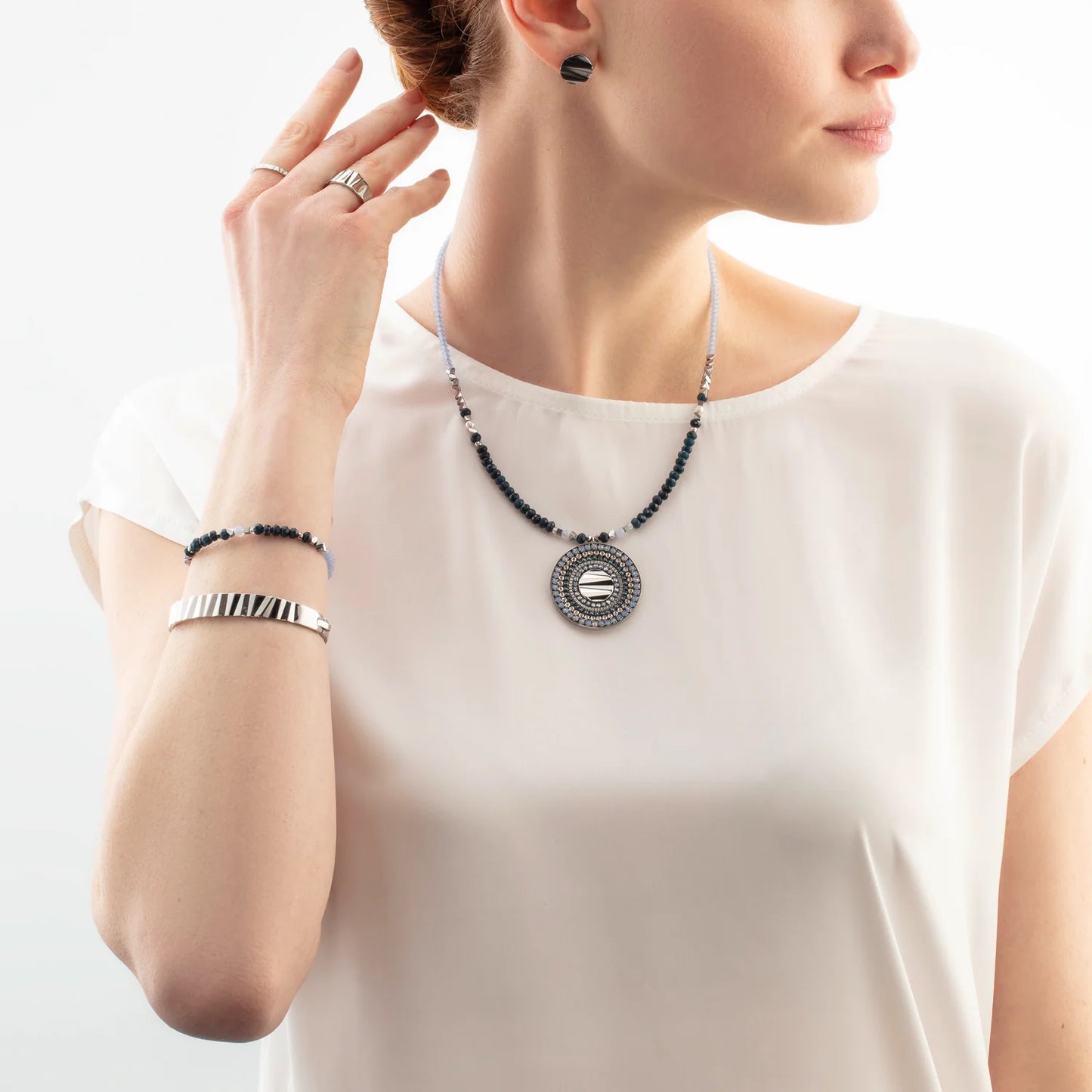Coeur De Lion Round Wave Studs - Silver