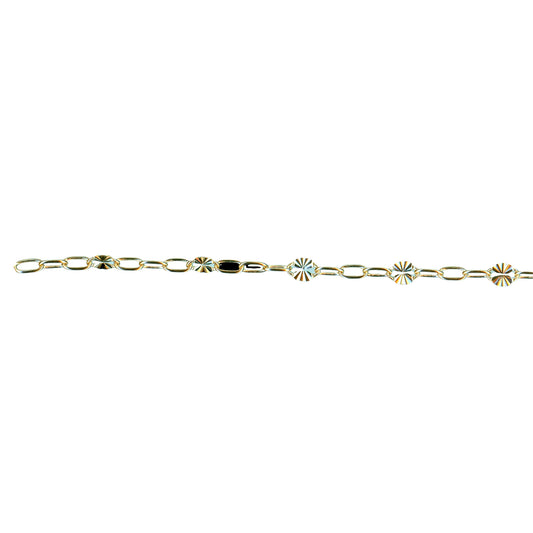 PermaJewel Gold Long alternated cable & hammered links 21cm bracelet