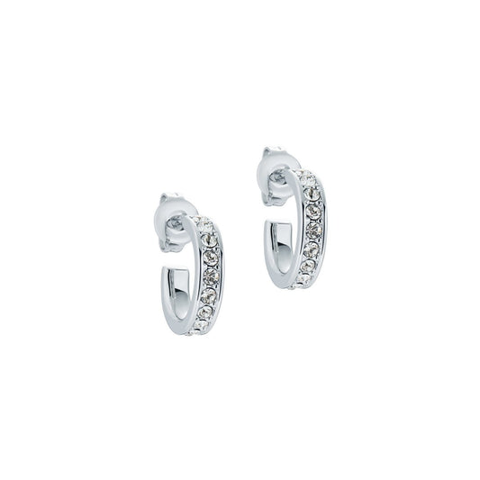 TED BAKER: Nano Hoop Huggie Earring Silver Clear crystal
