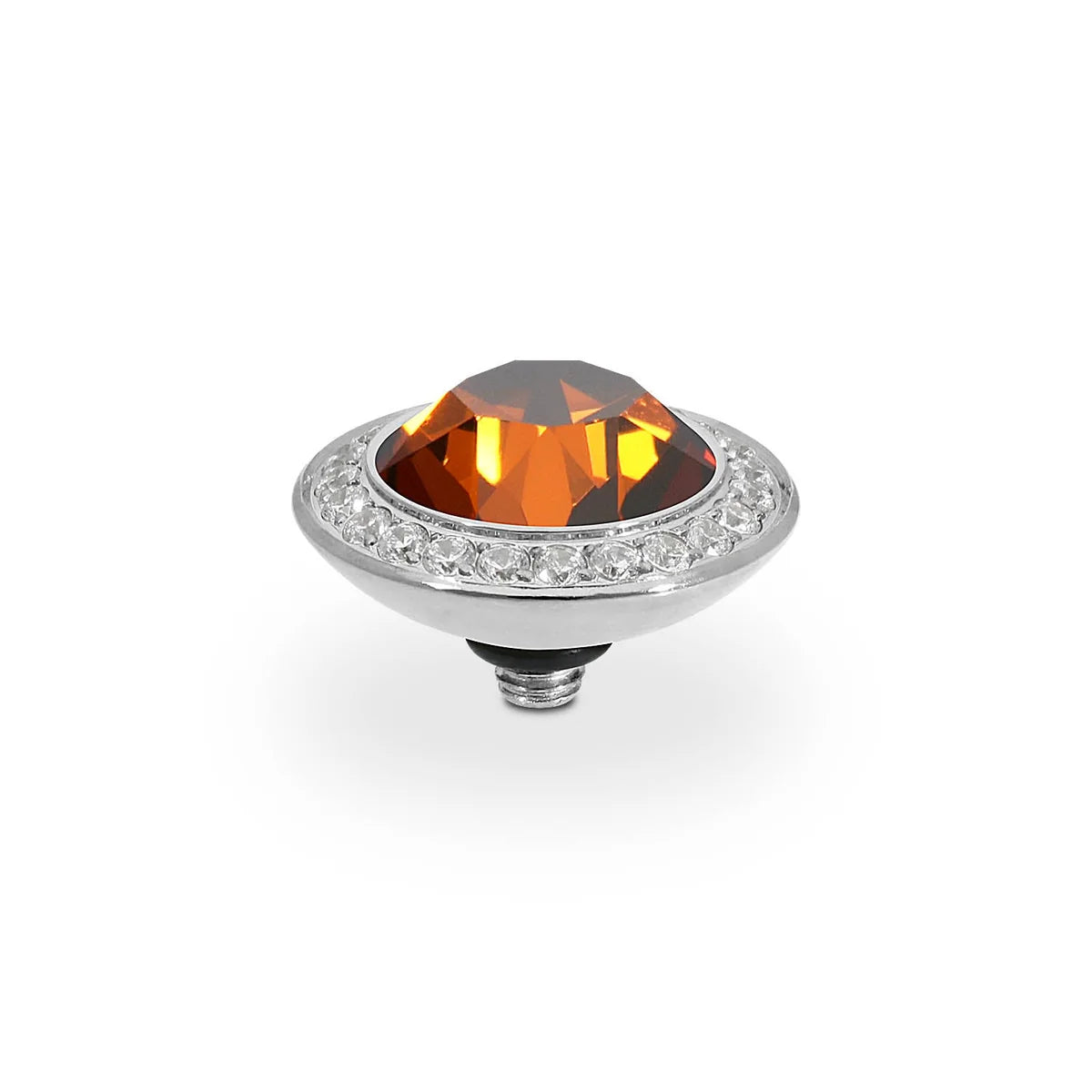 Silver Tone Tondo Deluxe Top 13 mm Smoked Amber