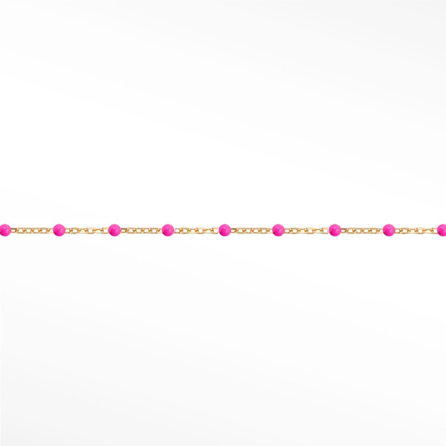 14ct Gold Cable Chain Bracelet with Pink Enamel Beads