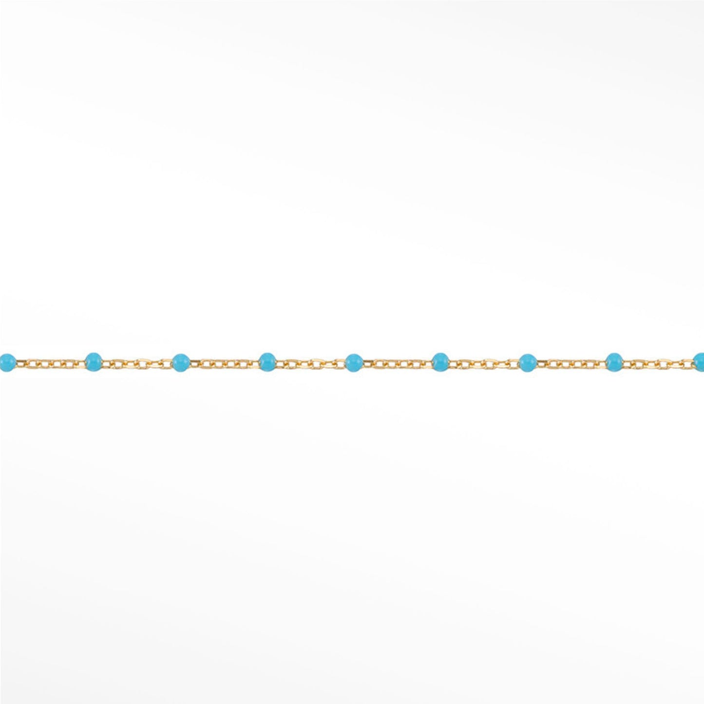 14ct Gold Cable Chain Bracelet with Turquoise Enamel Beads