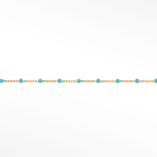 14ct Gold Cable Chain Bracelet with Turquoise Enamel Beads