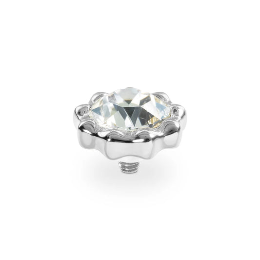Silver Tone Crystal Organico Top 8,5 mm