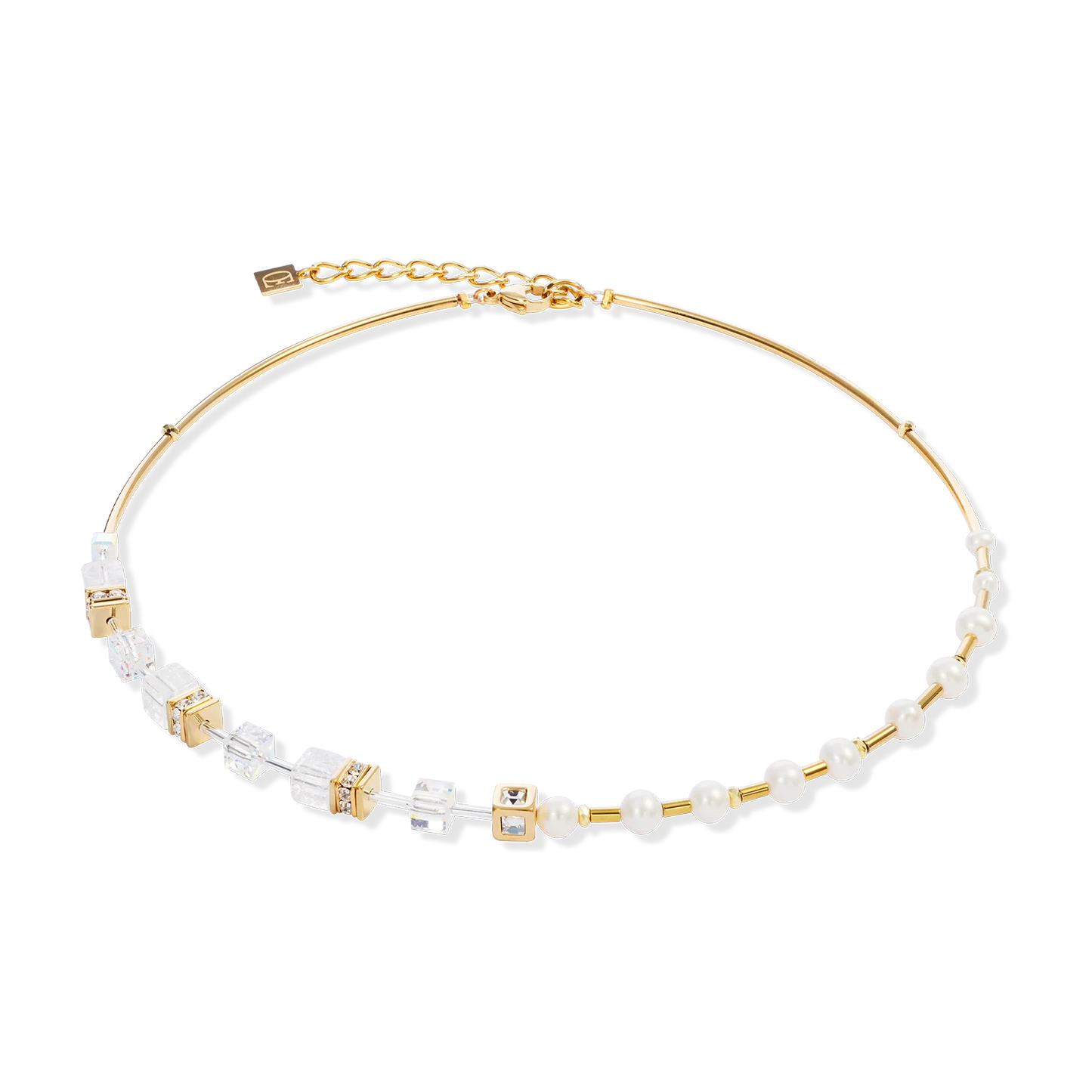 Necklace GeoCUBE® Fusion Precious Pearl Mix gold-white