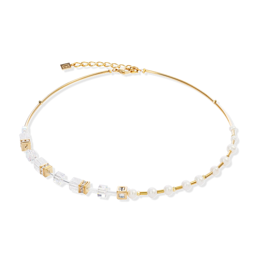 Necklace GeoCUBE® Fusion Precious Pearl Mix gold-white