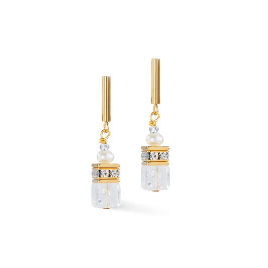 Earrings GeoCUBE® Fusion Precious Pearl Mix gold-white