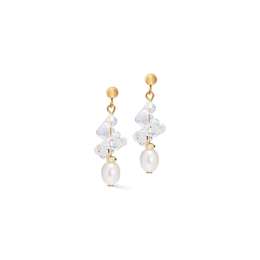 Earrings Dancing Crystals & Pearls gold