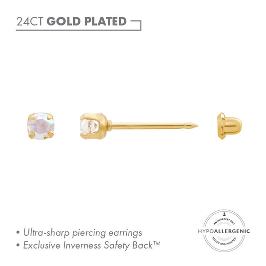 Inverness 24ct Gold Plated Stainless Steel 3mm 'AB' CZ