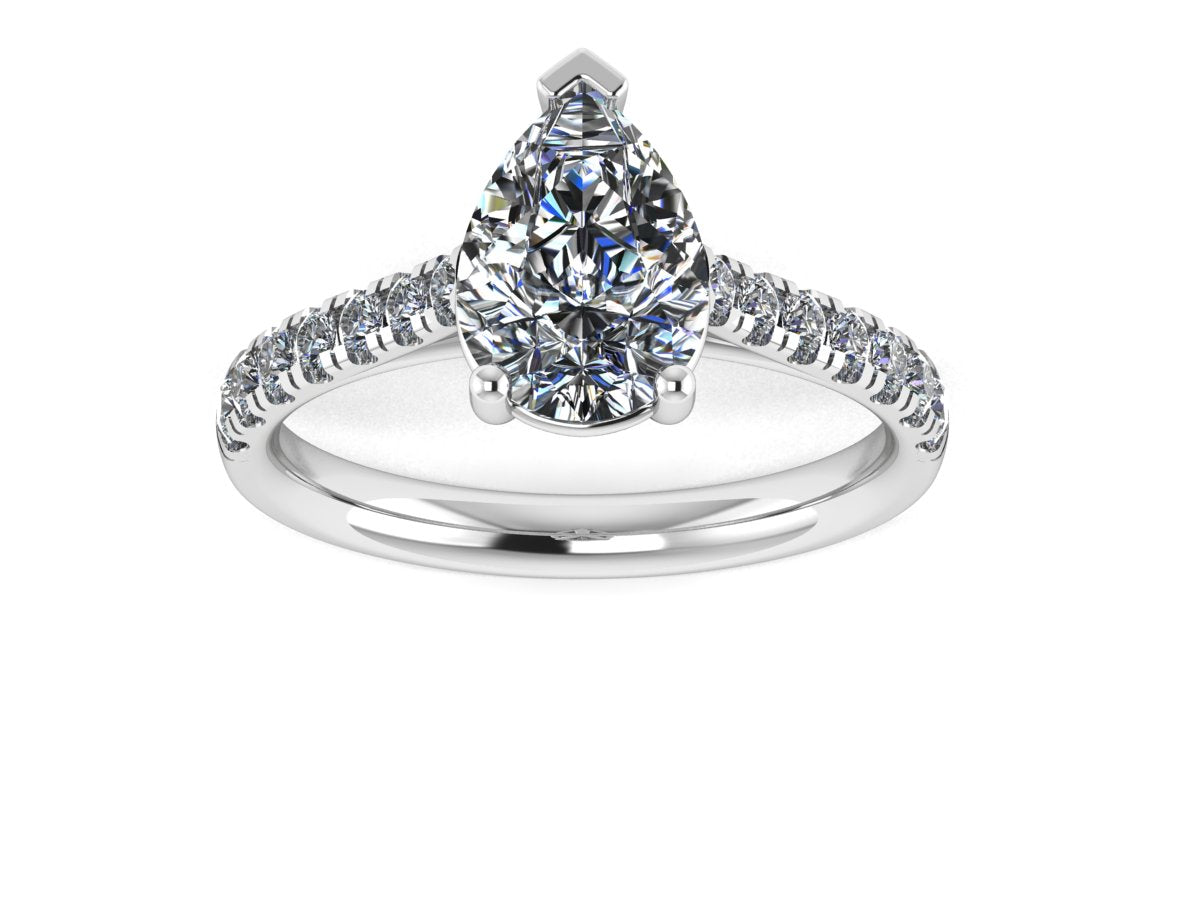 Pear Shape Diamond Ring with Diamond Set Shoulders