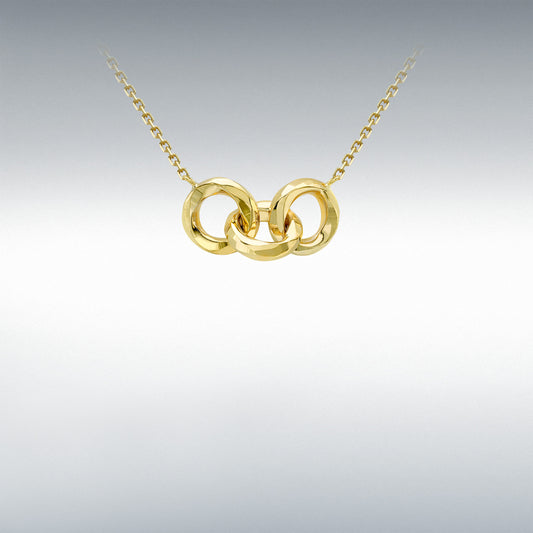 9ct Yellow Gold Diamond Cut Linked-Rings Necklace