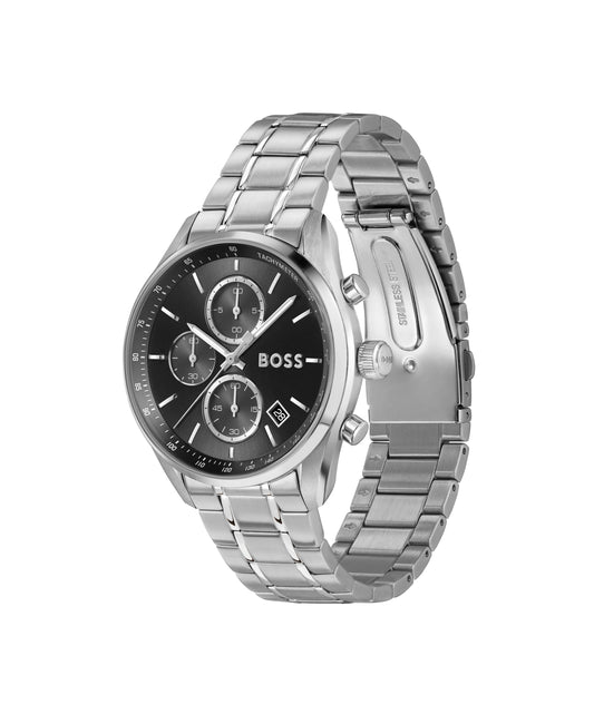 Boss Gents Steel Chronograph Watch with Black Dial