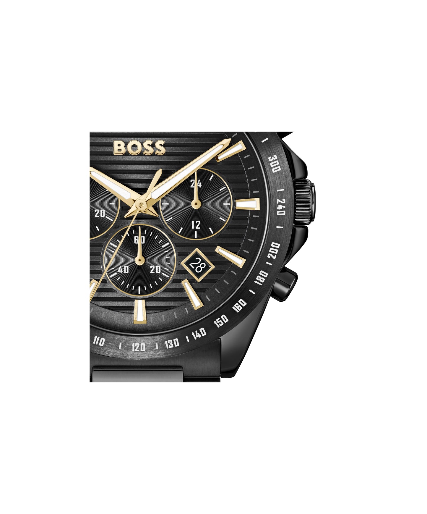 Boss Gents Black Chronograph Watch with Gold Accents