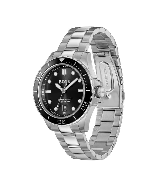 Boss Gents Steel Watch with Black Dial