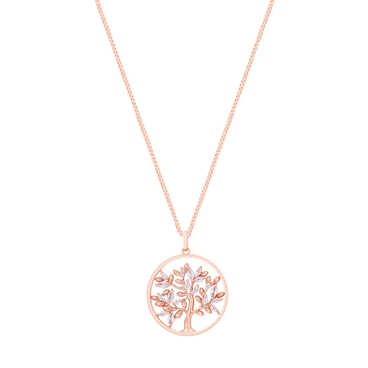 TREE OF LIFE CIRCLE/MARQUISE CZ ROSE PENDANT