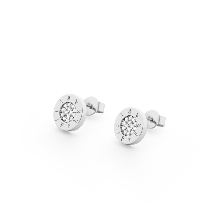 CIRCLE PAVE SILVER STUD EARRINGS
