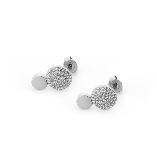 CIRCLE PAVE SILVER 2 CIRCLE EARRINGS
