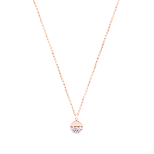 CIRCLE PAVE ROSE GOLD HALF PAVE PENDANT