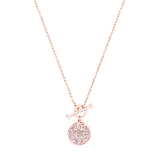 T-BAR PENDANT ROSE GOLD PAVE SET CIRCLE
