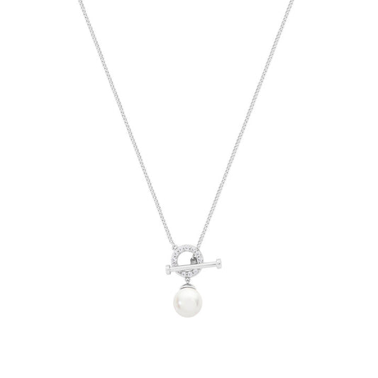 T-BAR PENDANT SILVER WITH PEARL