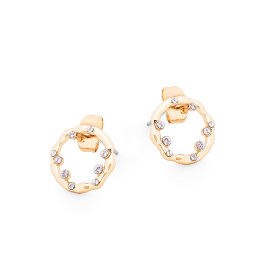 CIRCLE INSET WITH CRYSTAL EARRINGS GOLD
