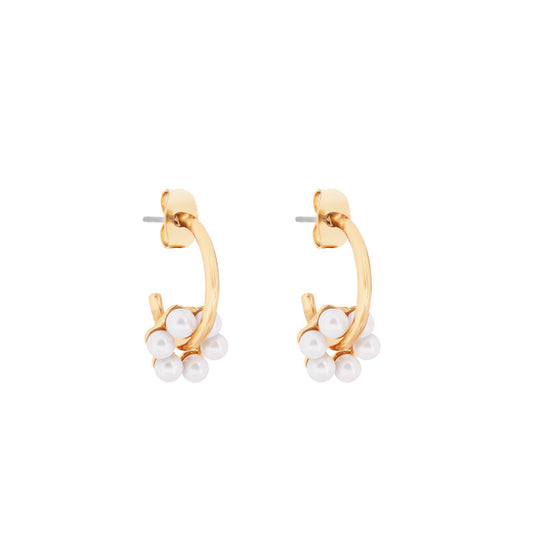 PEARL CLUSTER HOOP EARRING GOLD