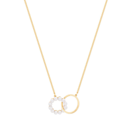 TC PEARL & SILVER CIRCLE PENDANT GOLD