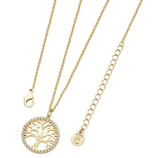 TREE OF LIFE NECKLACE & CZ CIRCUMFERENCE-  GOLD