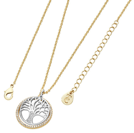 FLOATING TREE OF LIFE CZ CIRCLE GOLD/SILVER