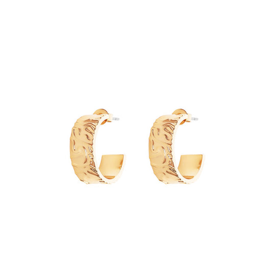 HAMMERED HOOP EARRINGS - GOLD