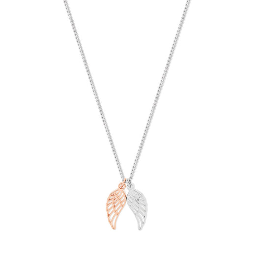 Angel Wings Rose Gold & Silver Pendant