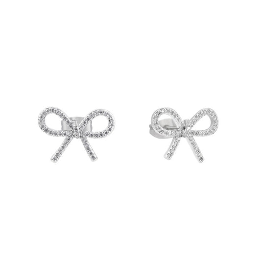 Tc Bow - Cz Bow Earrings Silver