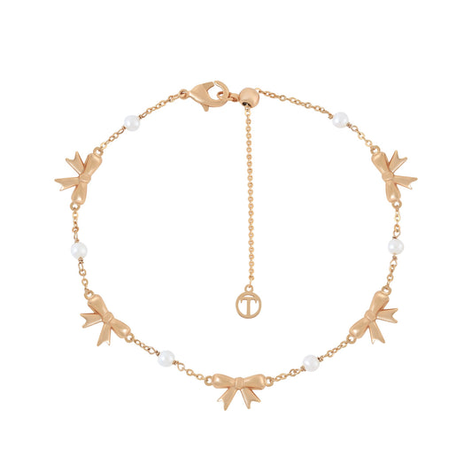 Tc Bow - Pearl & Bow Gold Bracelet
